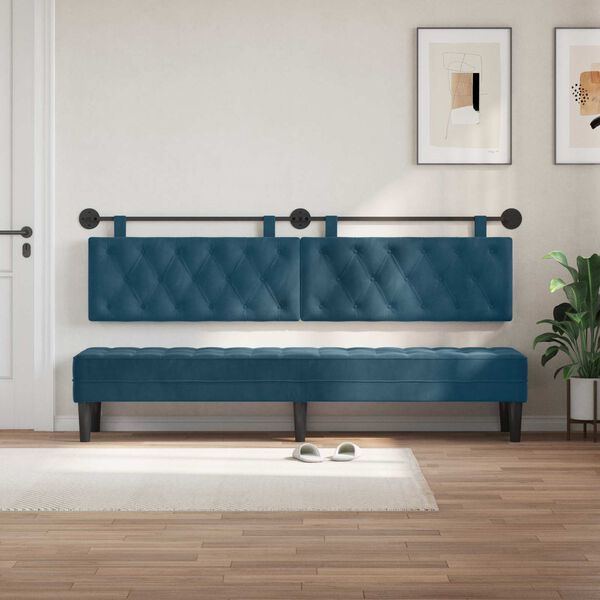 vidaXL H&auml;ngevorderseite Wandmontiert Blau 210 x 55 x 7 cm Samt