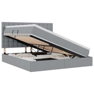 vidaXL Bett mit Stauraum und LED Hellgrau 180 x 200 cm Polyester