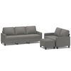 vidaXL 3-tlg. Sofagarnitur mit Kissen Dunkelgrau Stoff