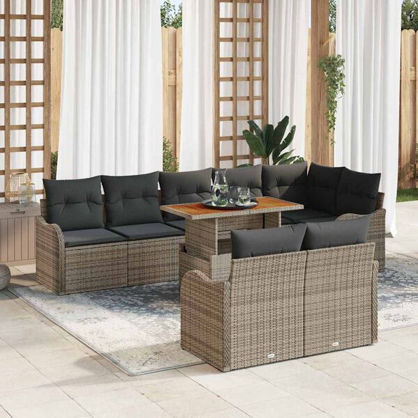 vidaXL Garten-Sofa-Set mit Kissen 9 pcs Grau