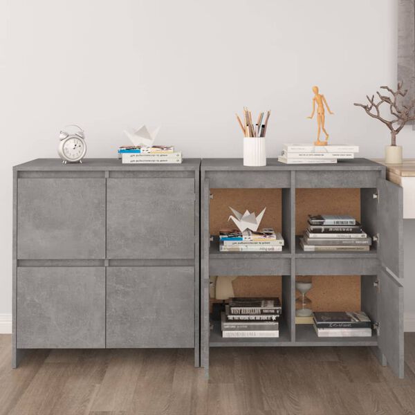 vidaXL Sideboards 2 Stk. Betongrau 70x41x75 cm Holzwerkstoff
