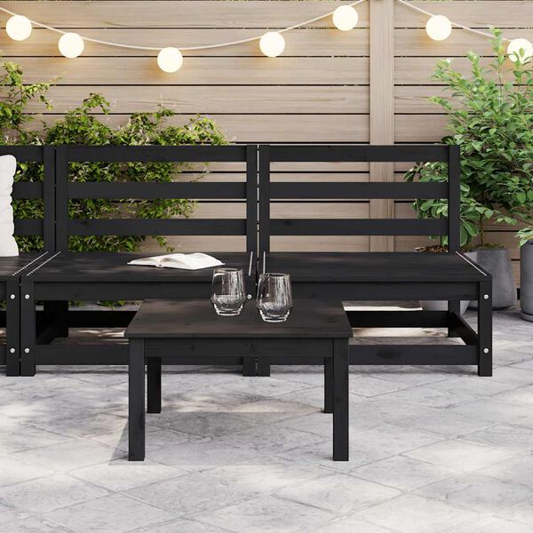 vidaXL Garten-Mittelsofas 2 Stk. Schwarz Kiefer Massivholz