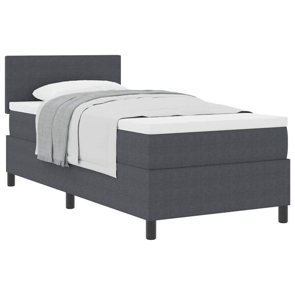 vidaXL Boxspringbett Dunkelgrau und Wei&szlig; 193 x 90 x 88 cm Cordstoff