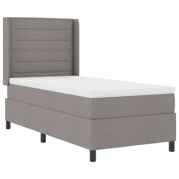 vidaXL Boxspringbett mit Matratze mit Kopfteil Taupe 80 x 200 cm Stoff