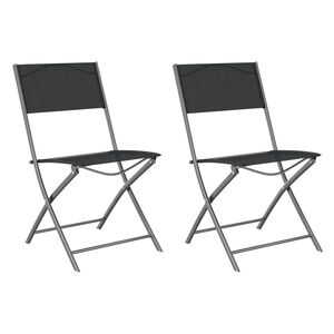 vidaXL Klappbare Gartenst&uuml;hle 2 Stk. Schwarz Stahl und Textilene