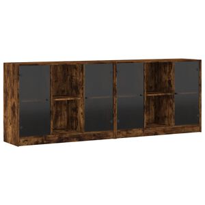 vidaXL B&uuml;cherschrank mit T&uuml;ren R&auml;uchereiche 204x37x75 cm Holzwerkstoff