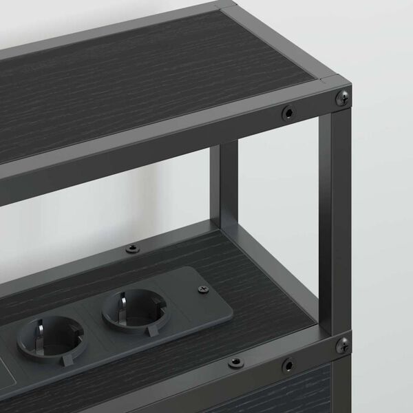 vidaXL Stauraum-Kopfteil Schwarz Eichen-Optik 150 cm Holzwerkstoff