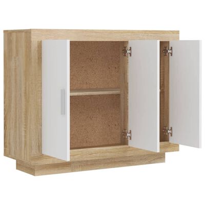 vidaXL Sideboard Weiß und Sonoma-Eiche 92x35x75 cm Holzwerkstoff