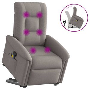 vidaXL Massagesessel mit Aufstehhilfe Taupe Stoff
