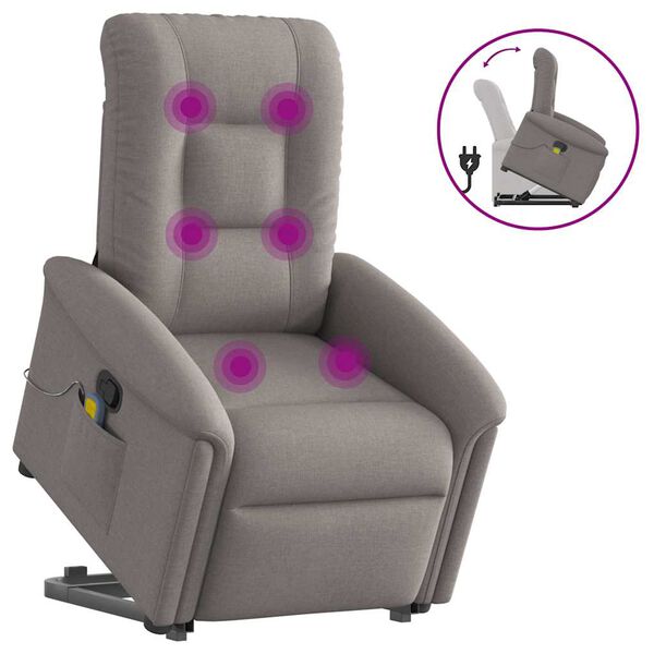 vidaXL Massagesessel mit Aufstehhilfe Taupe Stoff