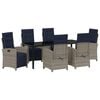vidaXL Garten Essgruppe 7 stk. Grau Poly-Rattan