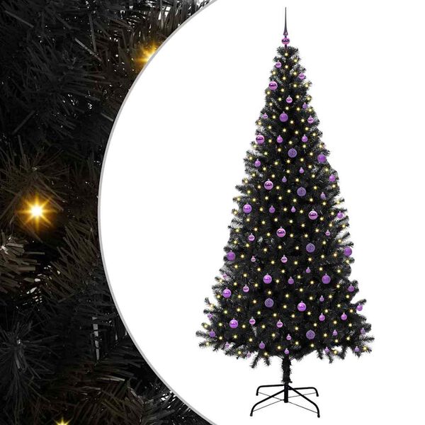 vidaXL Weihnachtsbaum mit 300 LEDs mit St&auml;nder Schwarz 240 cm PVC