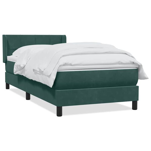 vidaXL Boxspringbett mit Matratze Dunkelgr&uuml;n 90x220 cm Samt