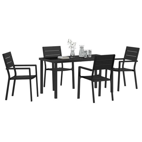 vidaXL Garten Essgruppe 5 pcs Schwarz Pulverbeschichteter Stahl
