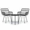 vidaXL 3-tlg. Garten-Essgruppe Schwarz Poly Rattan