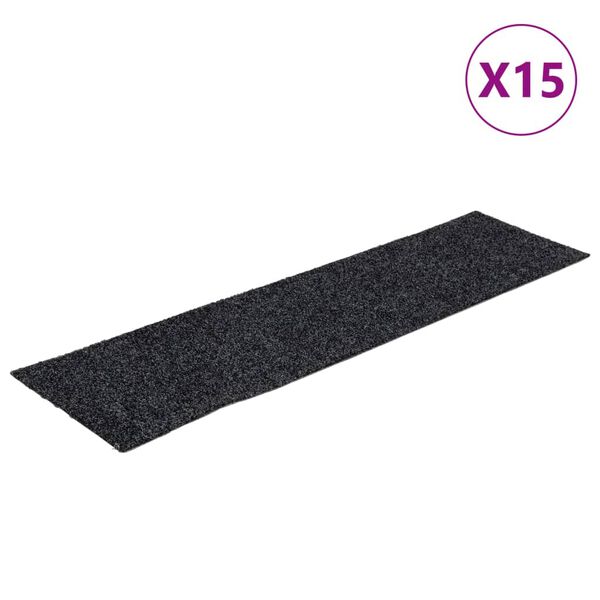 vidaXL Stufenmatten Selbstklebend 15 Stk. 76x20 cm Dunkelgrau Rechteckig