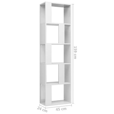 vidaXL Bücherregal/Raumteiler Hochglanz-Weiß 45x24x159cm Holzwerkstoff