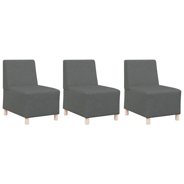 vidaXL Modulares Armfreies Sofa 3 pcs Dunkelgrau 55 x 74 x 82 cm Stoff