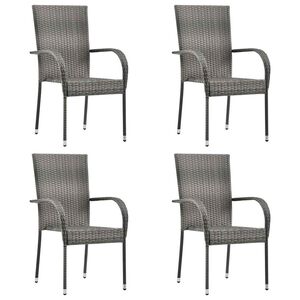 vidaXL Gartenst&uuml;hle Stapelbar 4 Stk. Grau Poly Rattan