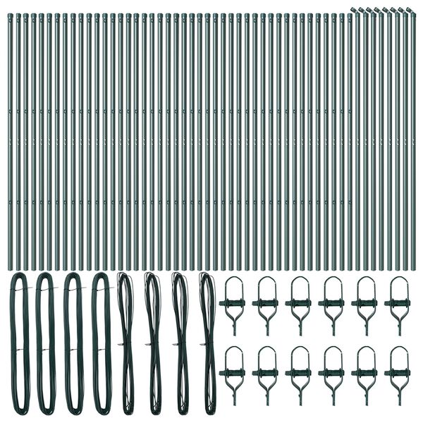 vidaXL Zaunpfosten Sonstiges 52 pcs Grün 3,2 x 3,2 x 200 cm Stahl
