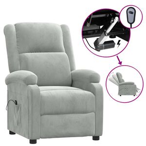 vidaXL Relaxsessel Elektrisch Hellgrau Samt
