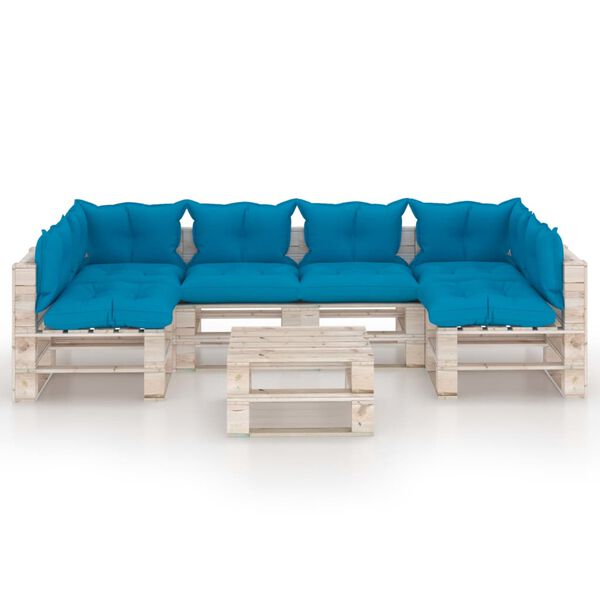 vidaXL 7-tlg. Garten-Lounge-Set aus Paletten mit Kissen Kiefernholz