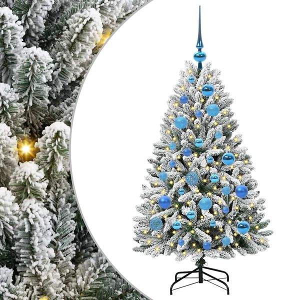 vidaXL K&uuml;nstlicher Weihnachtsbaum Gr&uuml;n und Wei&szlig; 120 cm PVC und Metall