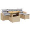 vidaXL 6-tlg. Garten-Sofagarnitur mit Kissen Beige Poly Rattan