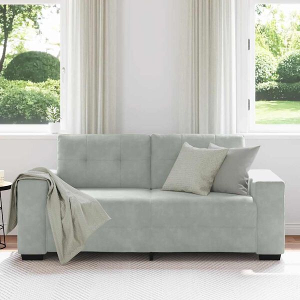 vidaXL Zweisitzer-Sofa Hellgrau 180x77x82 cm Samt