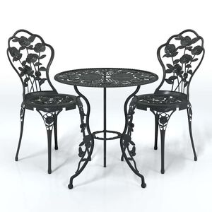 vidaXL 3-tlg. Bistro-Set Aluminiumguss Schwarz