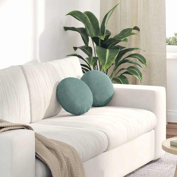 vidaXL Sitzkissen 2 Stück Meergrün Ø 30 x 13 cm Samt