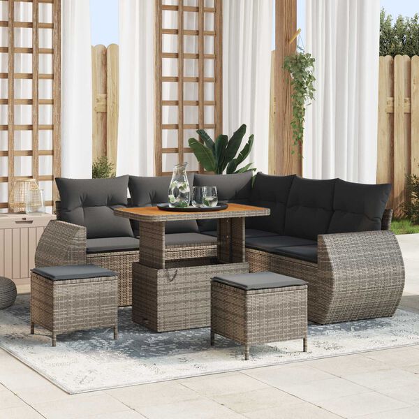 vidaXL Gartensofa-set 8 pcs Grau Poly-Rattan