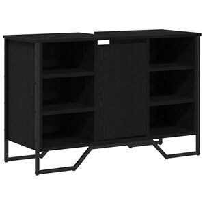 vidaXL Waschbeckenschrank Schwarz Eichen-Optik 91 x 35 x 60 cm