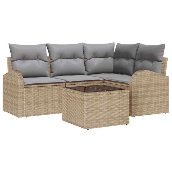 vidaXL Gartensofa-set Beige Poly-Rattan