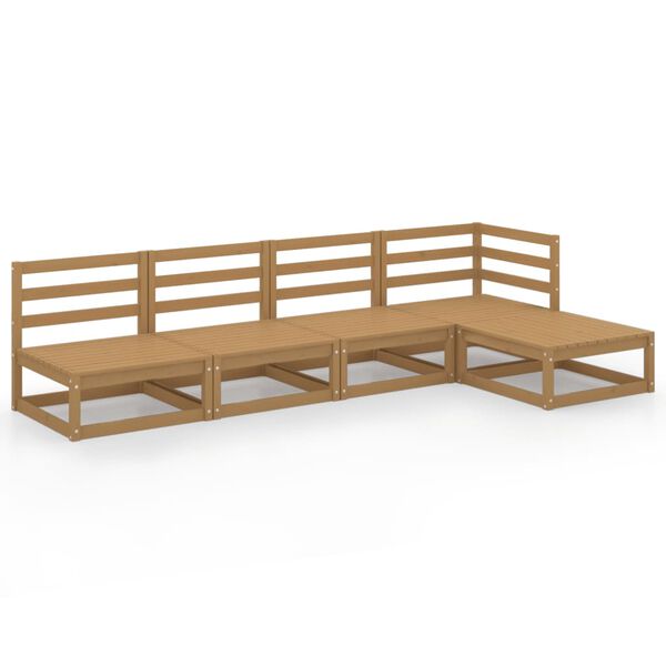vidaXL 5-tlg. Garten-Lounge-Set Honigbraun Massivholz Kiefer