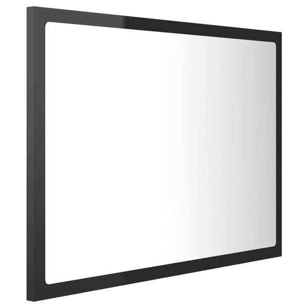 vidaXL LED-Badspiegel Hochglanz-Schwarz 60x8,5x37 cm Acryl