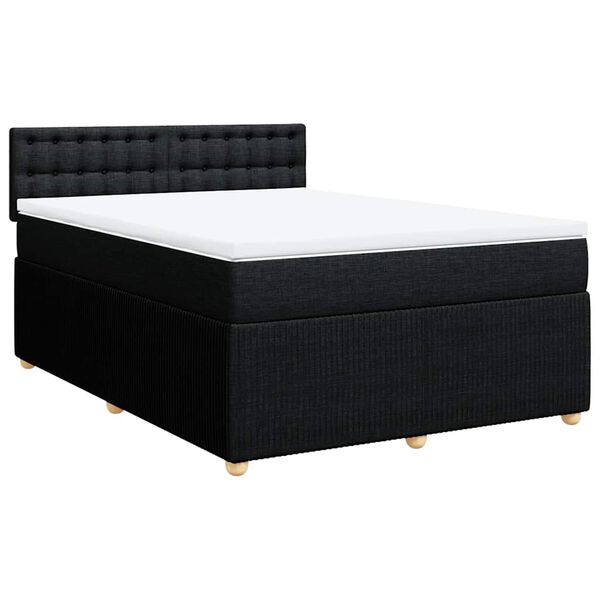 vidaXL Boxspringbett mit Matratze Schwarz 160x200 cm Stoff