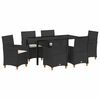 vidaXL Garten Essgruppe 7 pcs Schwarz Poly-Rattan