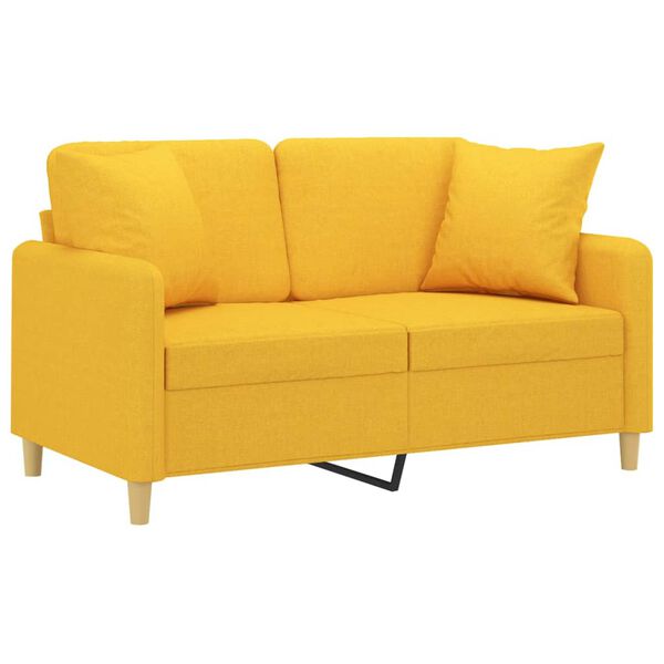 vidaXL 2-Sitzer-Sofa mit Kissen Hellgelb 120 cm Stoff