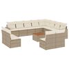 vidaXL 13-tlg. Garten-Sofagarnitur mit Kissen Beige Poly Rattan