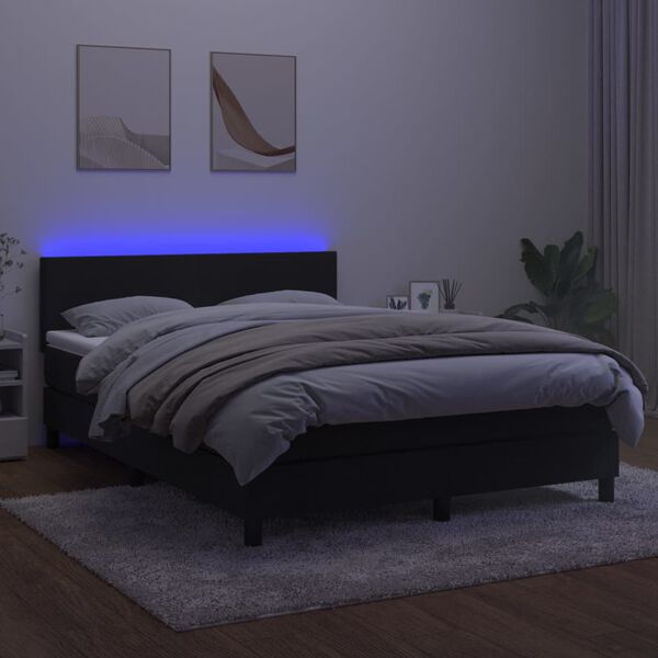 vidaXL Boxspringbett mit Matratze & LED Schwarz 140x190 cm Samt