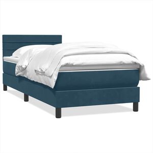 vidaXL Boxspringbett mit Matratze Dunkelblau 80x210 cm Samt