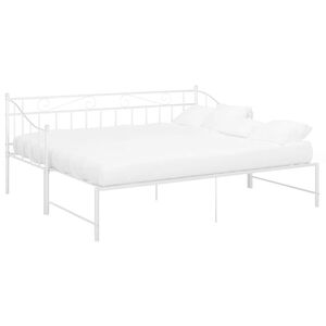 vidaXL Ausziehsofa Bettgestell Wei&szlig; Metall 90x200 cm