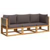 vidaXL 3-tlg. Gartensofa-Set mit Kissen Holz Akazie & Seil