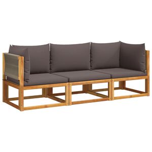vidaXL 3-tlg. Gartensofa-Set mit Kissen Holz Akazie & Seil