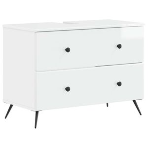 vidaXL Waschbeckenschrank BREDA Hochglanz Wei&szlig; 82 x 41 x 59 cm