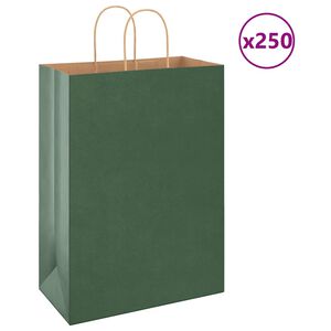 vidaXL Papiertragetaschen 250 Stk. mit Henkeln Gr&uuml;n 32x17x44 cm