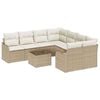 vidaXL Gartensofa-set mit Kissen mit Speicher 9 pcs Beige Poly-Rattan