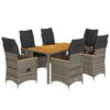 vidaXL 7-tlg. Garten-Essgruppe mit Kissen Grau Poly Rattan