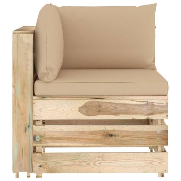 vidaXL 3-tlg. Garten-Lounge-Set mit Kissen Gr&uuml;n Impr&auml;gniertes Holz